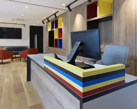 Colourful office reception 